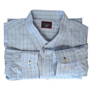 UNTUCKit Slim Fit Shirt Mens XL Blue White Plaid Wrinkle Free Cotton Long Sleeve
